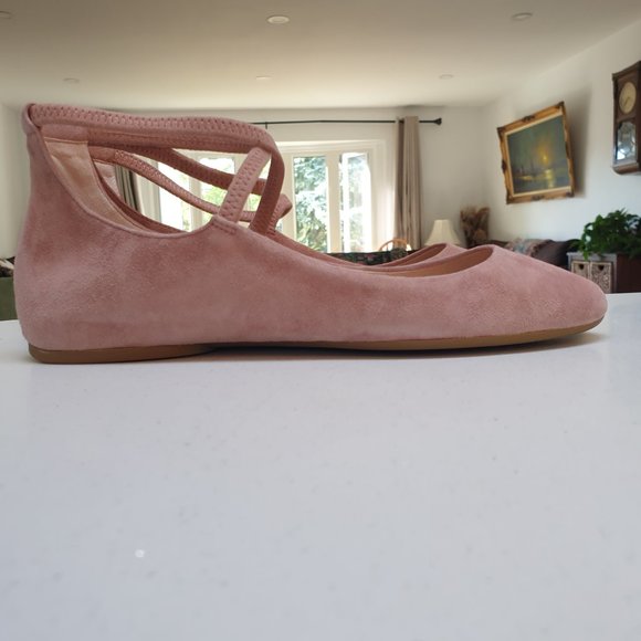 NWT Suede Dusty Pink Round Toe Mary Jane Ballet Flats - Picture 11 of 14